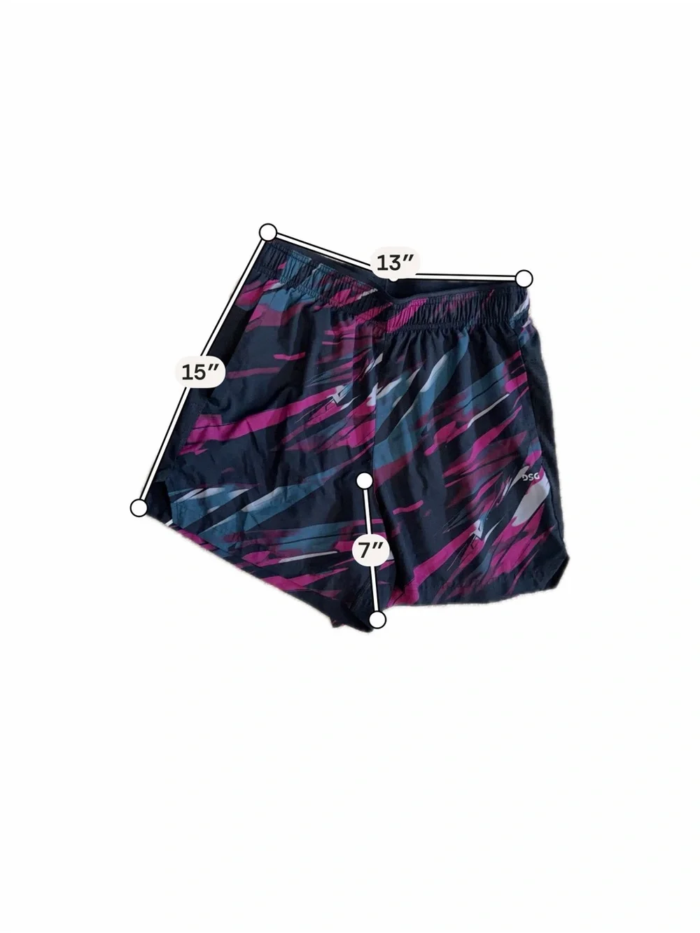 DSG Abstract Print Athletic Running Shorts Black Pink Blue S